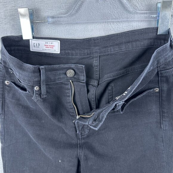 Gap True Skinny Jeans High Rise Womens Size 29/8S Dark Wash Denim Stretch Black - Picture 5 of 12